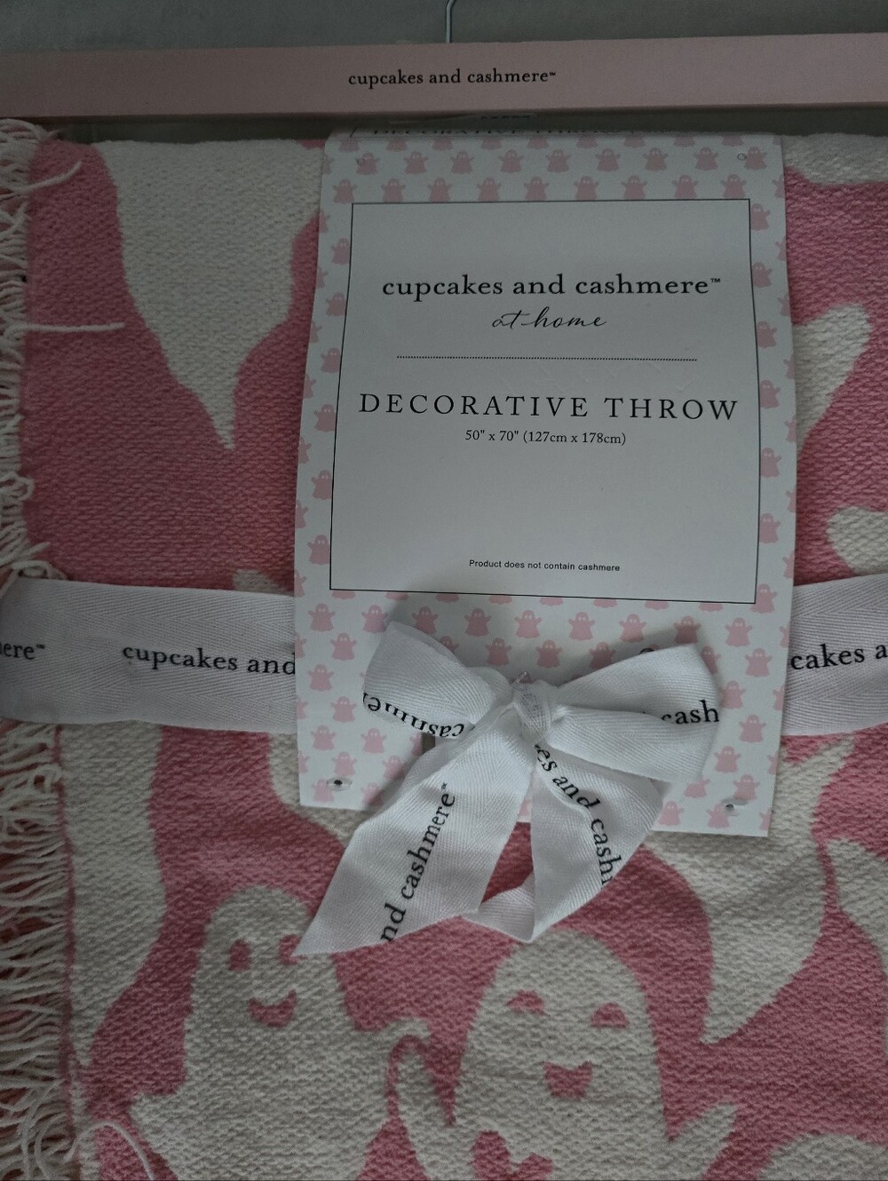 cupcakes & cashmere Ghost Chenille Pink Blanket Throw